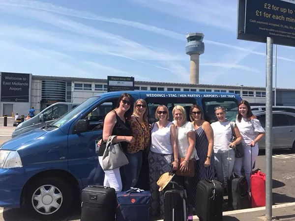 Bunch of girls getting dropped off at Airport in Scunthorpe